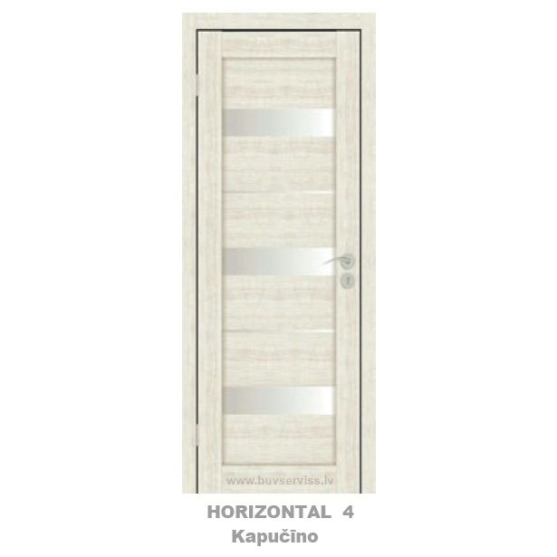 HORIZONTAL - 4  90x200 cm (ar kārbu 94.5x203.5) stiklotas ar gaišu matētu stiklu, apšūta ar polipropilēna plēvi (Kapučīno)